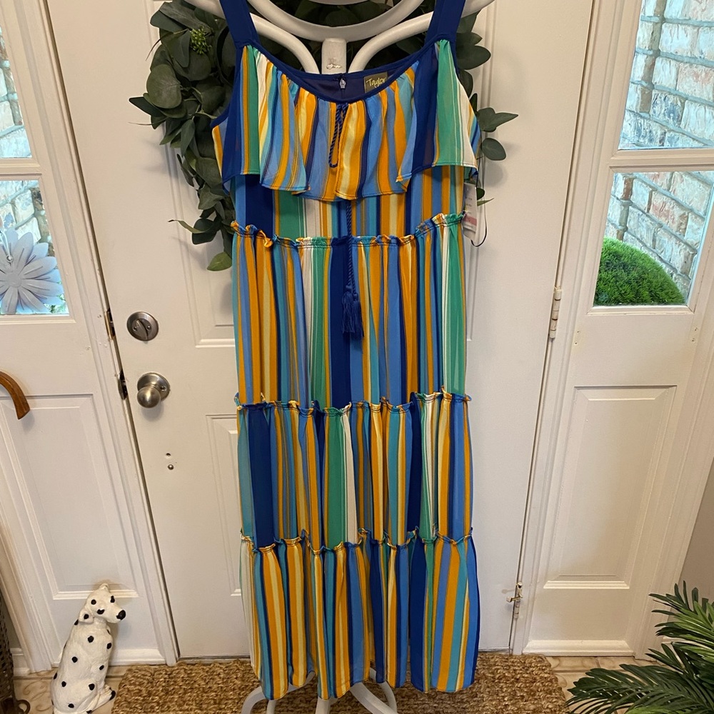 NWT Taylor Boho Tiered Stripe Sundress 10